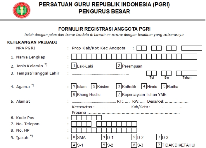Pendaftaran PGRI Papua Barat - Persatuan Guru Republik Indonesia Cabang Papua Barat